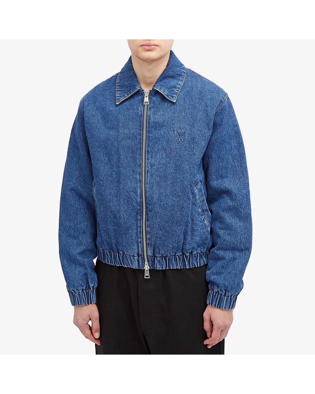 ami-Blue-Zipped-Denim-Bomber-