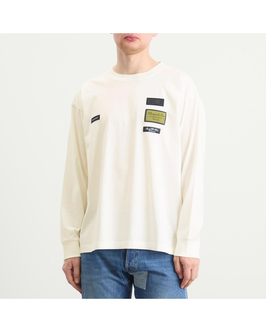 Maison Margiela White Mm6 Tailored Labels Long Sleeve T-Shirt for men