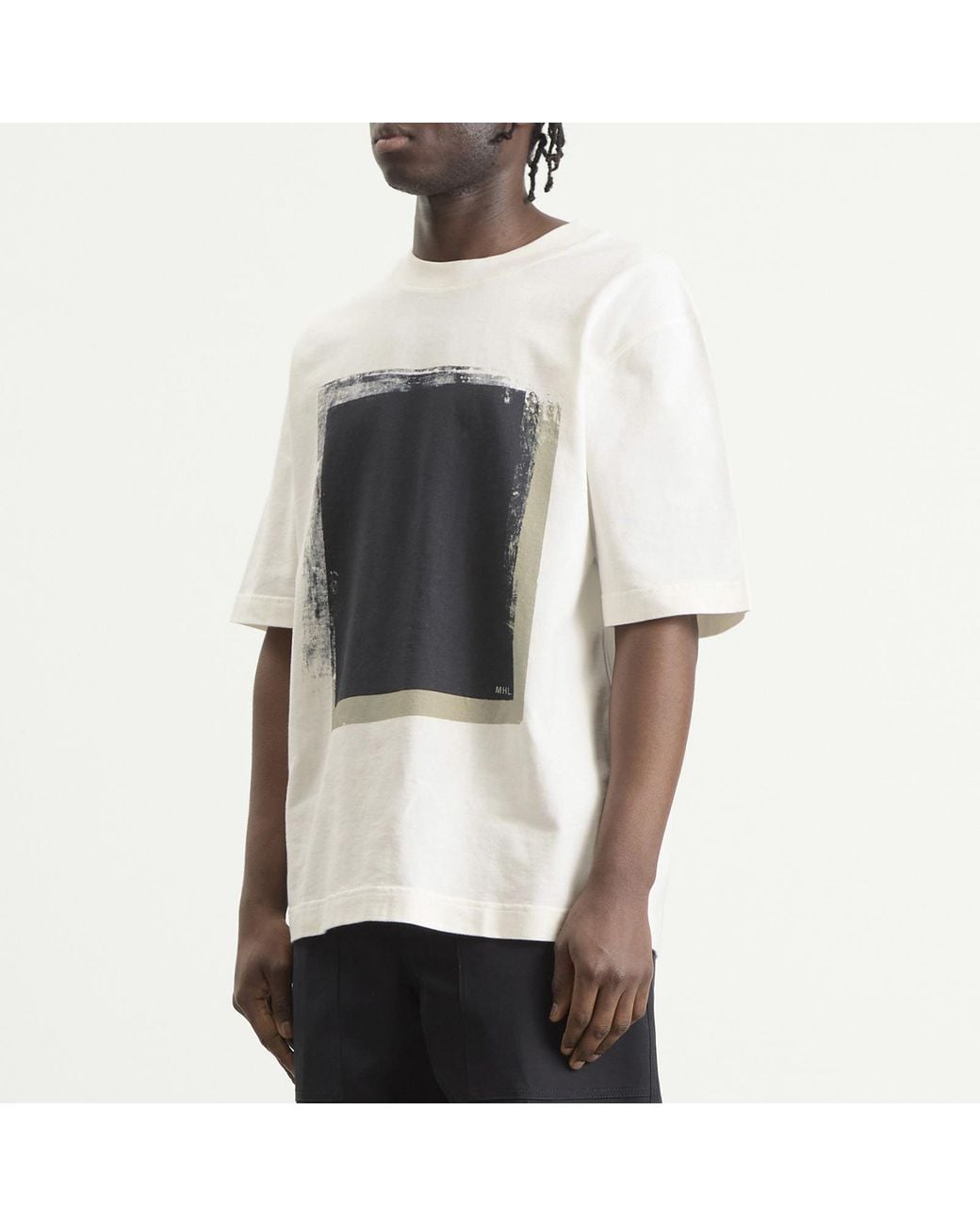 MHL by Margaret Howell White Block Print T-Shirt for men