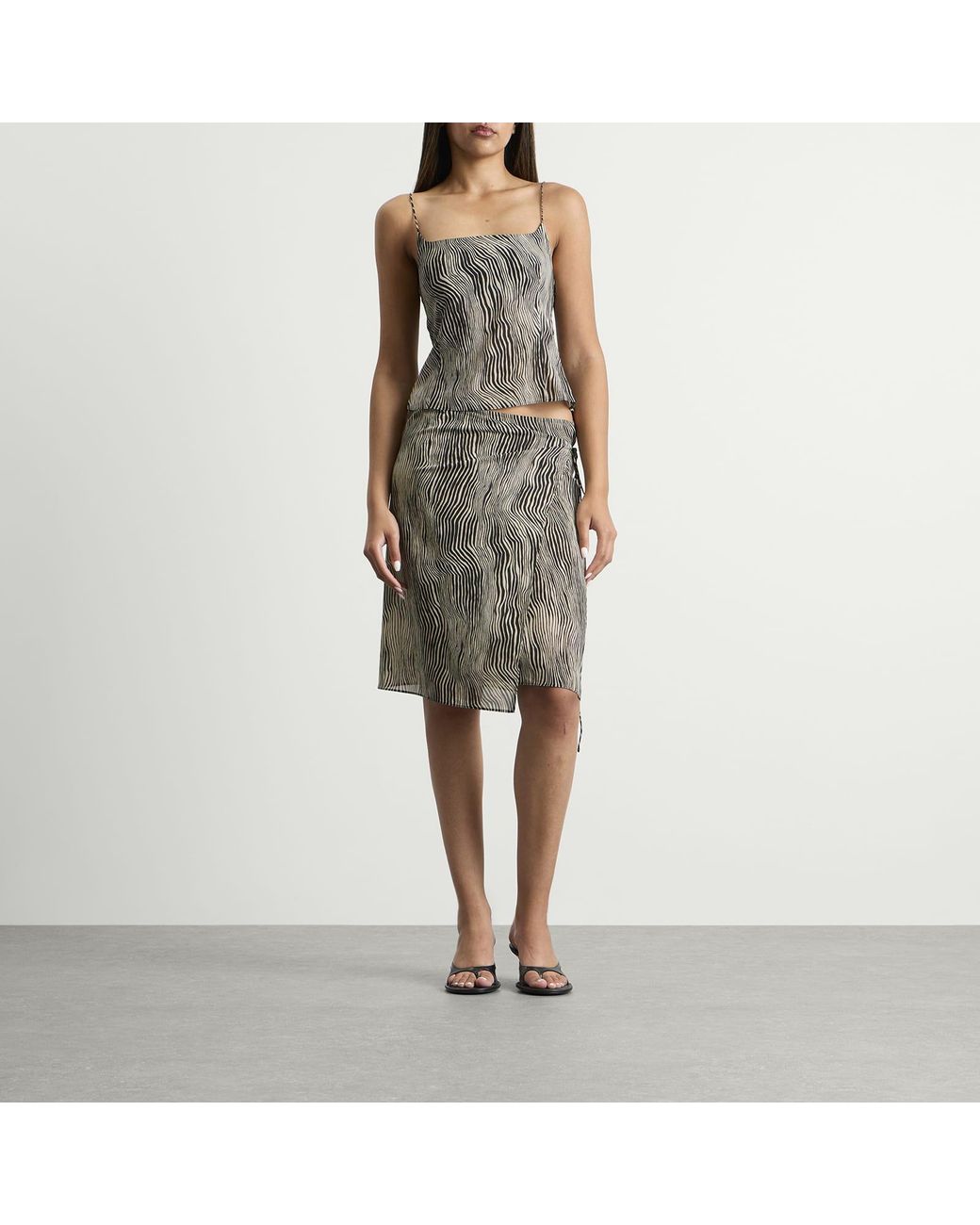 St. Agni Gray Savannah Silk Wrap Skirt