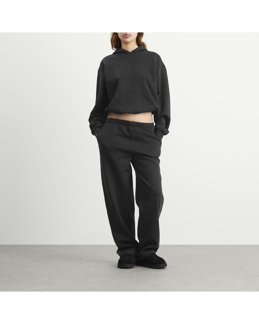 Skims Black Cotton Fleece Classic Pullover Hoodie