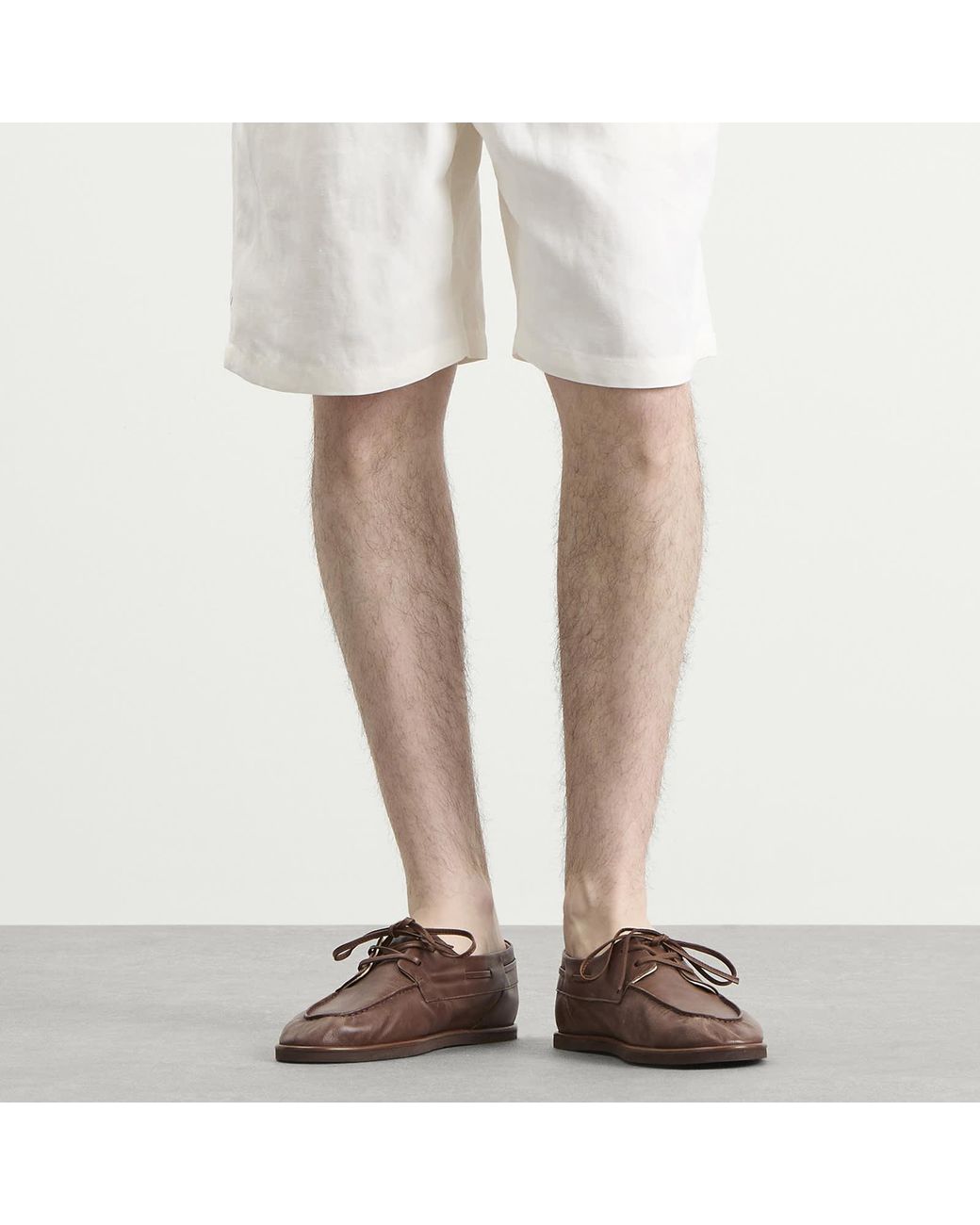 Auralee Brown Leather Deck Shoes for men