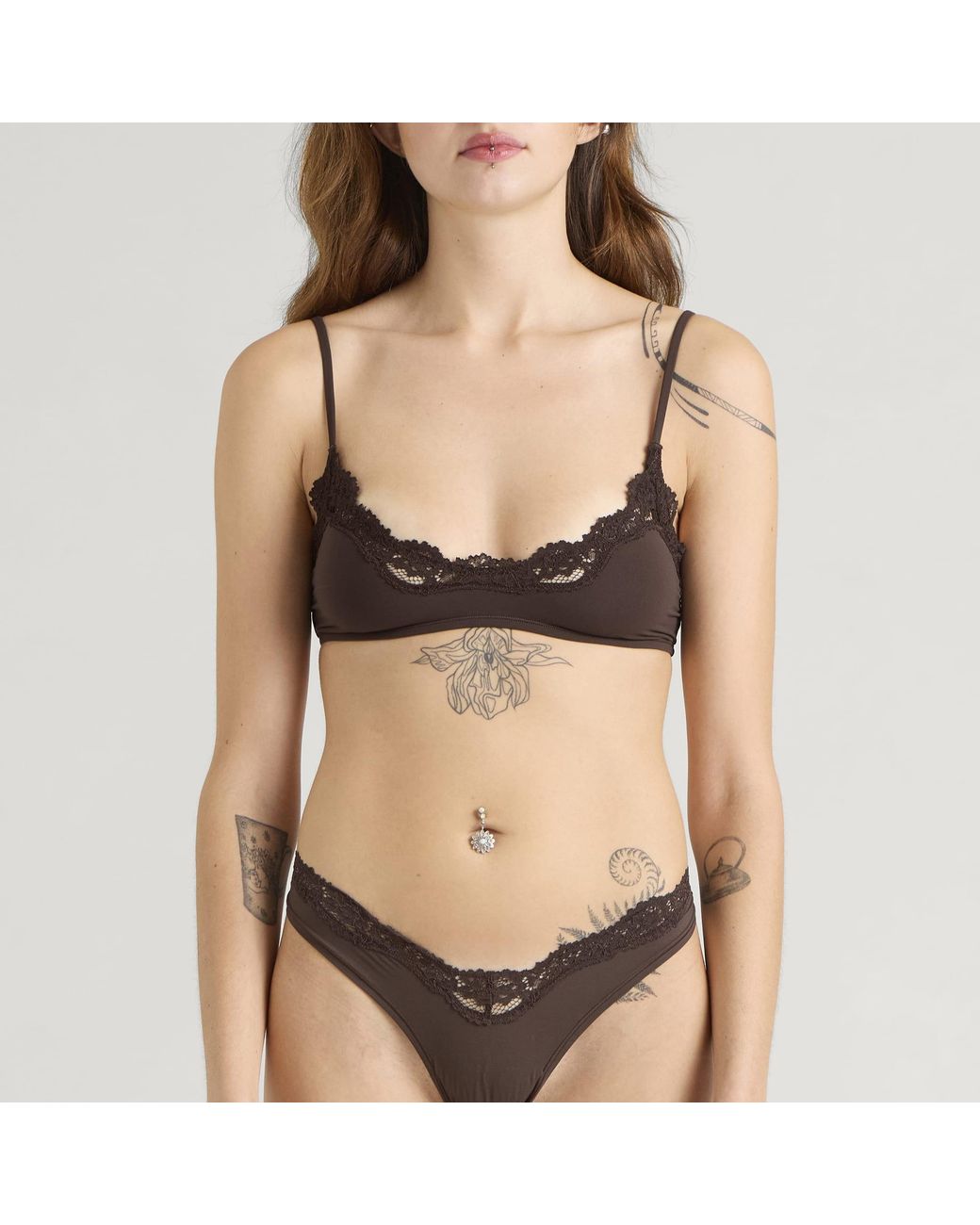 Skims Brown Fits Everybody Lace Scoop Bralette