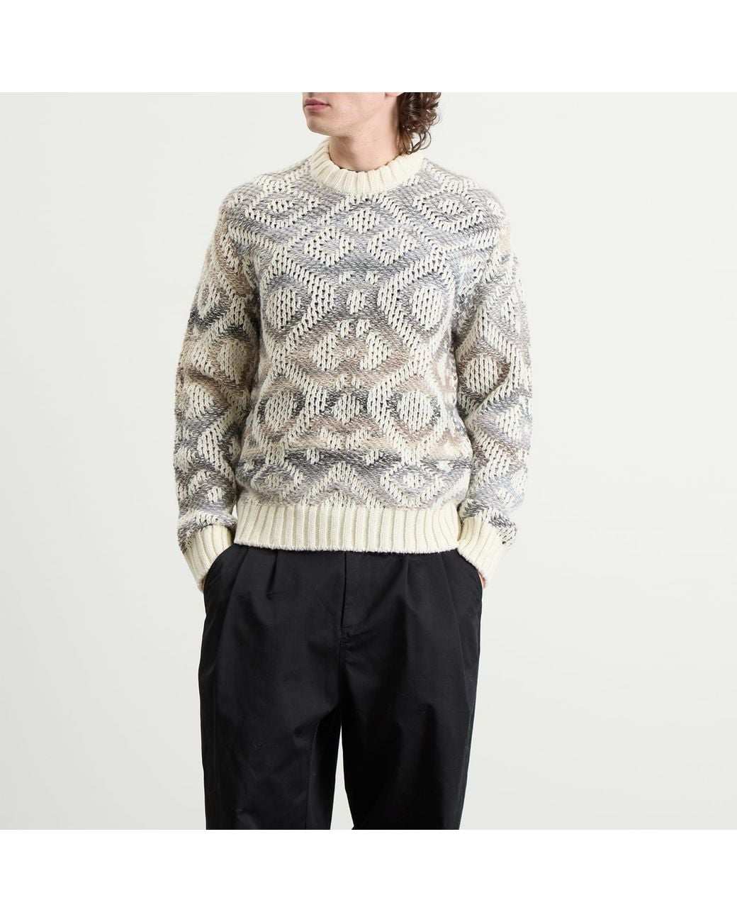 NN07 White Brady Geometric Jumper for men