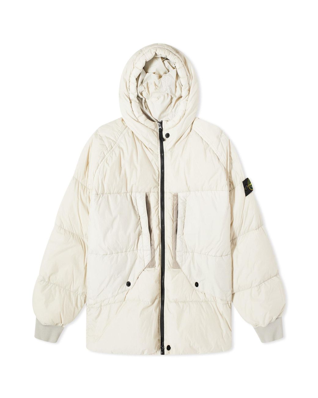 Stone Island Crinkle Reps Hooded Down Jacket in White for Men | Lyst