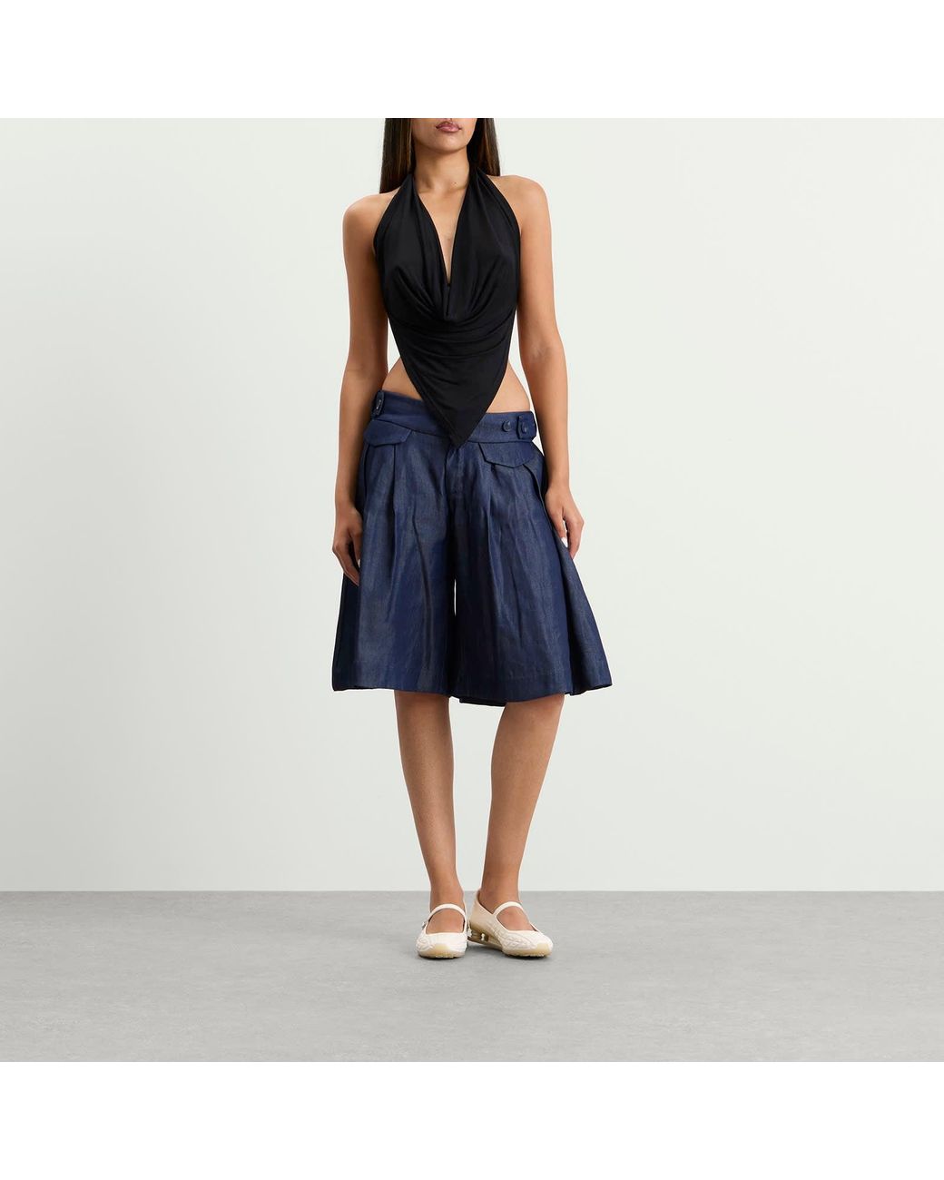 Peachy Den Black Blanche Halter Top