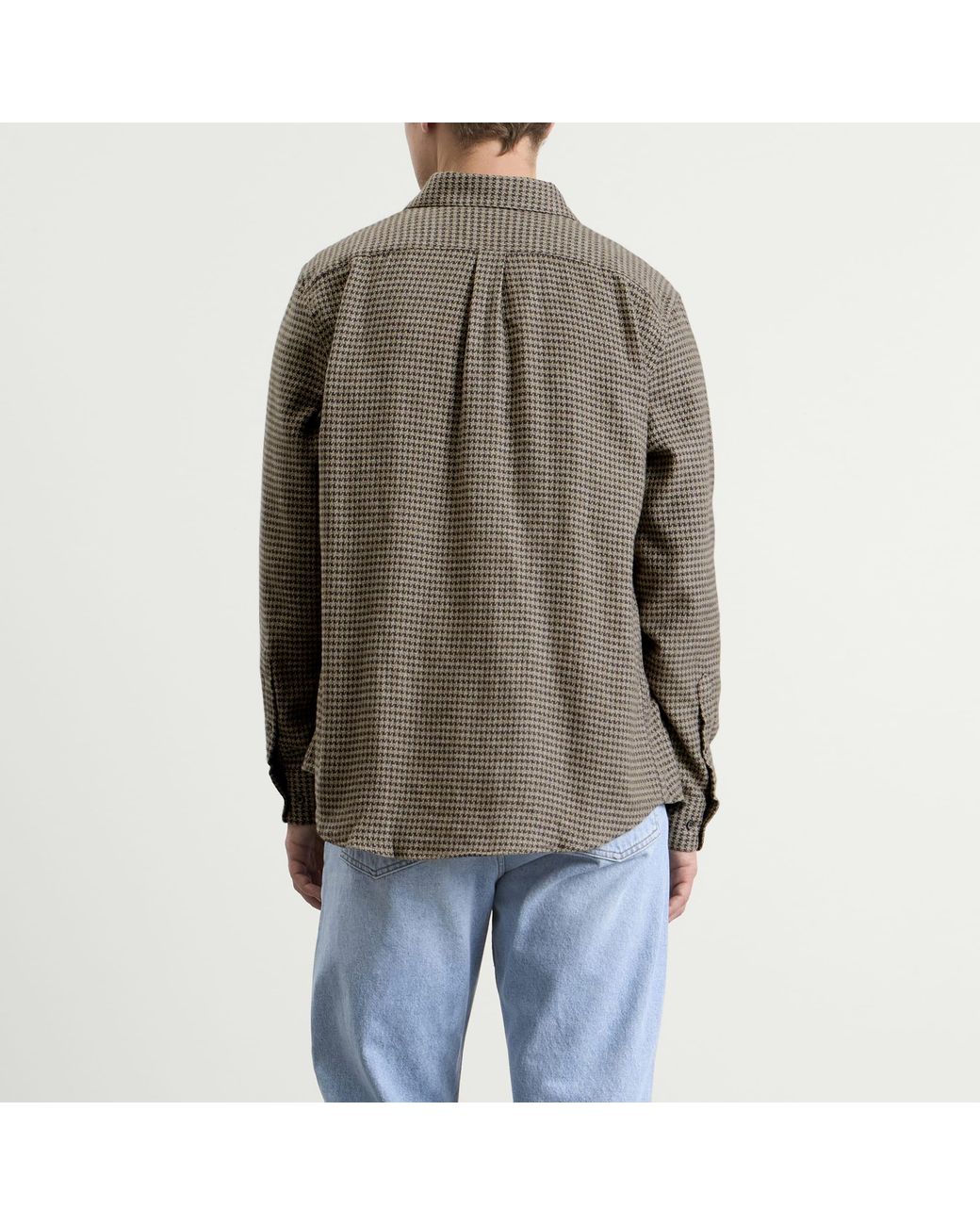 Portuguese Flannel Gray Abstract Houndstooth Shirt for men