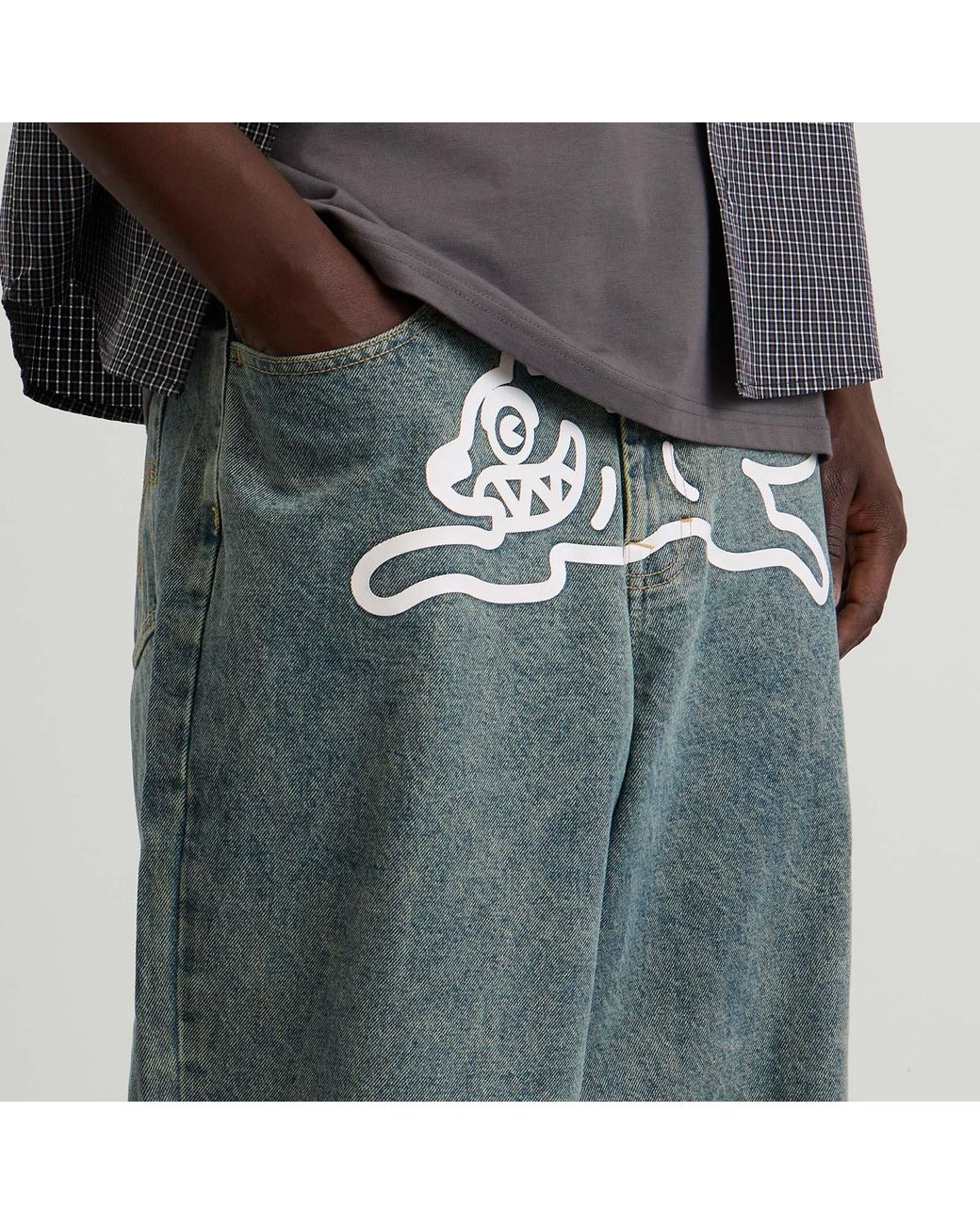 ICECREAM Blue Running Dog Triple Scoop Denim Pant for men