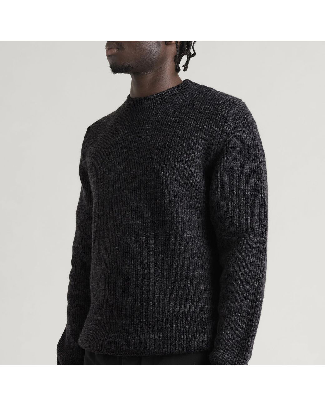 Norse Projects Black Henning Cotton Wool Rib Sweater for men
