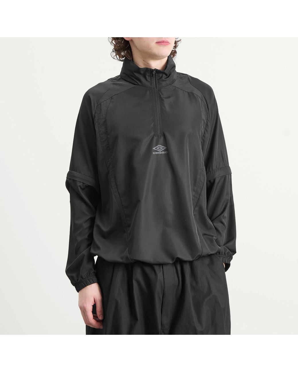 Umbro Black Zip Off Sleeve Wind Jacket for men