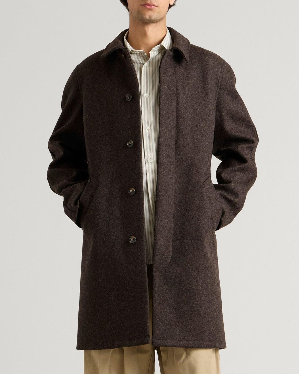 A.P.C. Brown Auster Heathered Wool Mac Jacket for men