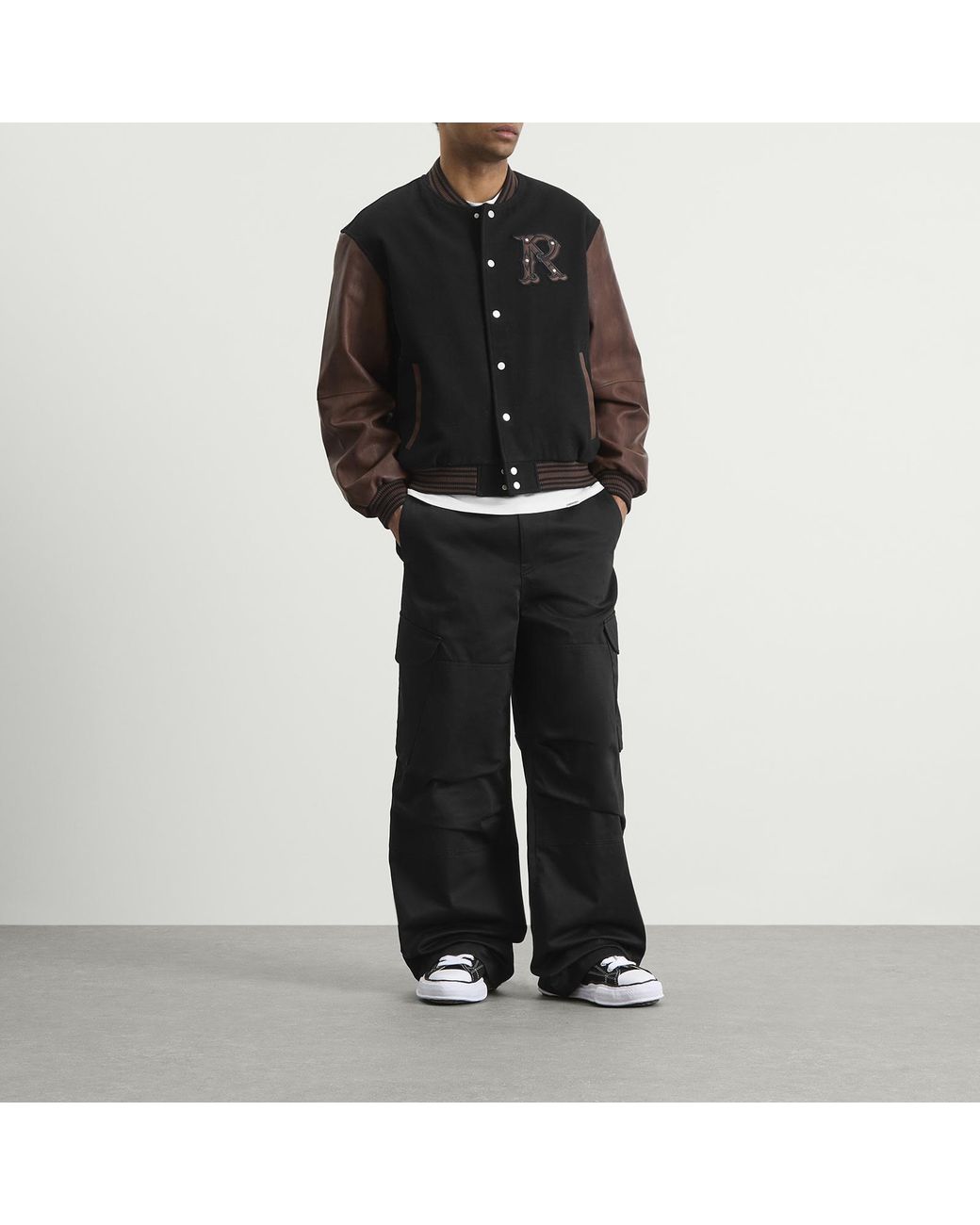Represent Black Vintage Varsity Jacket for men