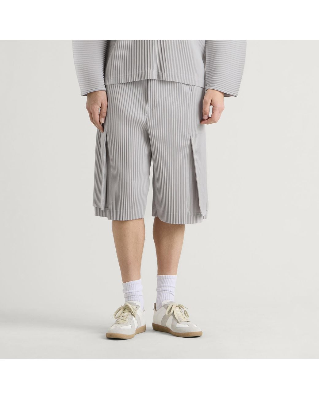 Homme Plissé Issey Miyake Gray Pleated Shorts for men