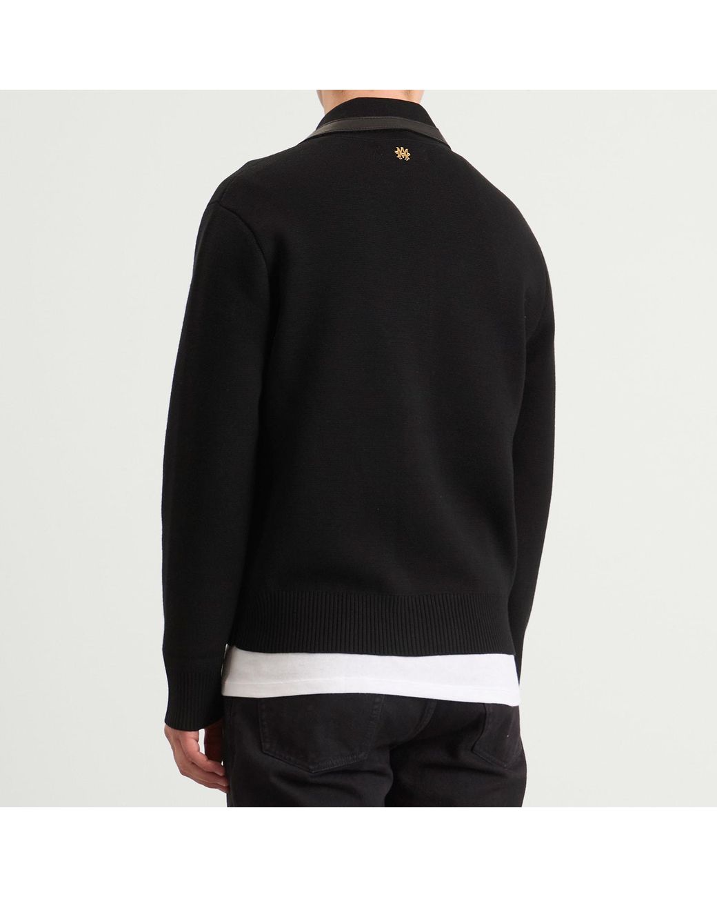 Amiri Black Leather Patch Ma Cardigan for men