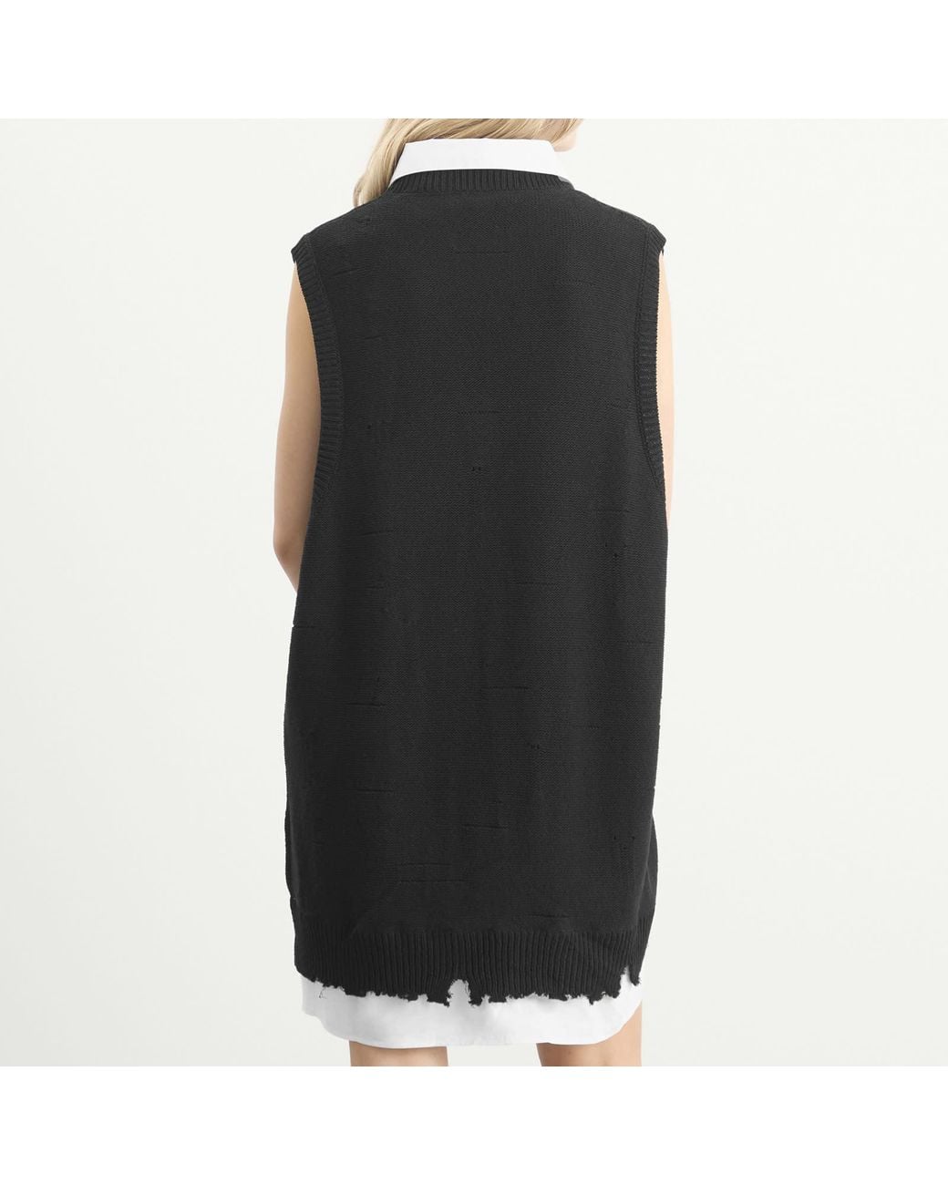 Maison Margiela Black Mm6 Knitted V-Neck Mini Dress