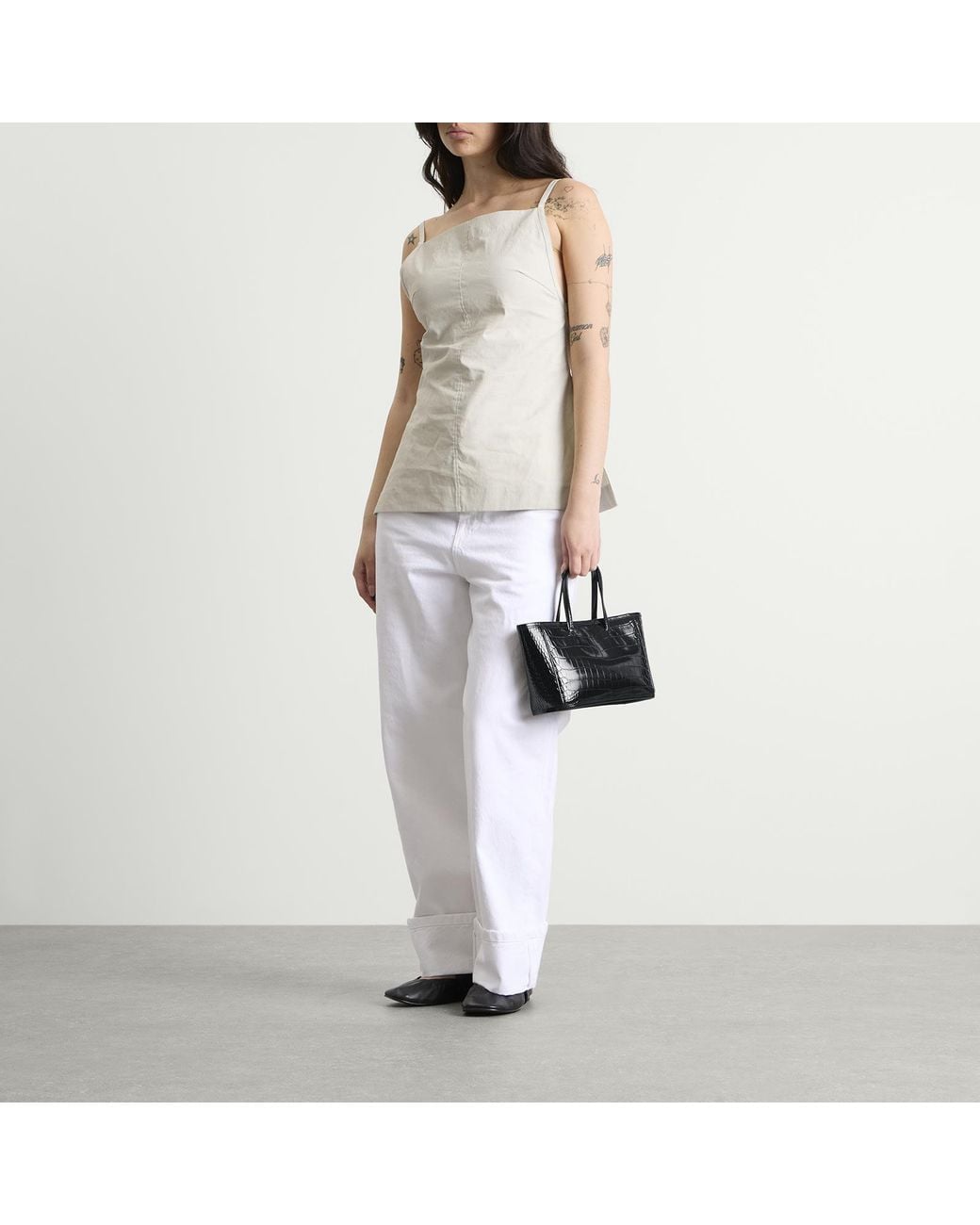 NOTHING WRITTEN Black Ain Croco Tote Bag