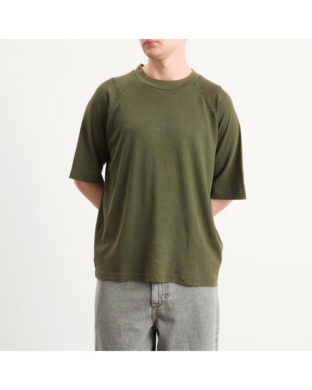 Umbro Green Washed High Neck Boxy T-Shirt for men