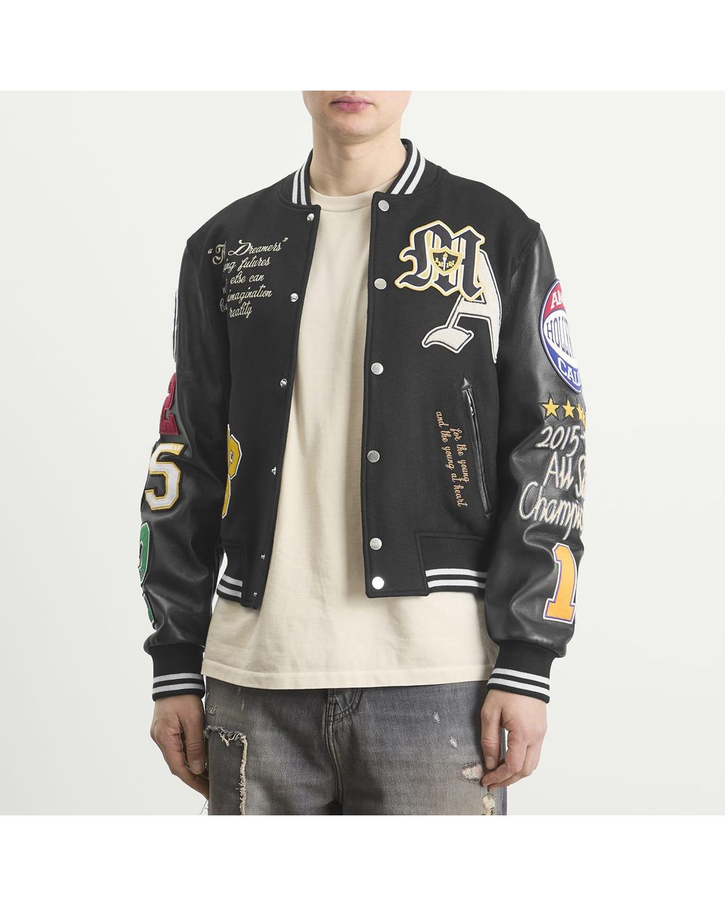 Amiri Black Varsity Patch Jacket for men
