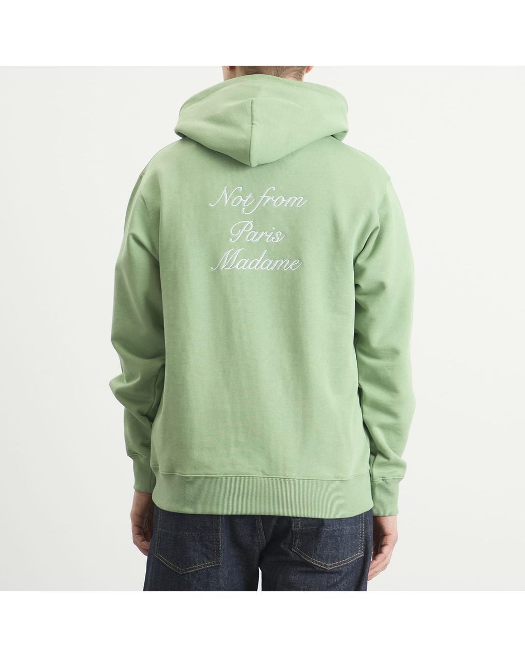 Drole de Monsieur Green Calligraphy Slogan Hoodie for men