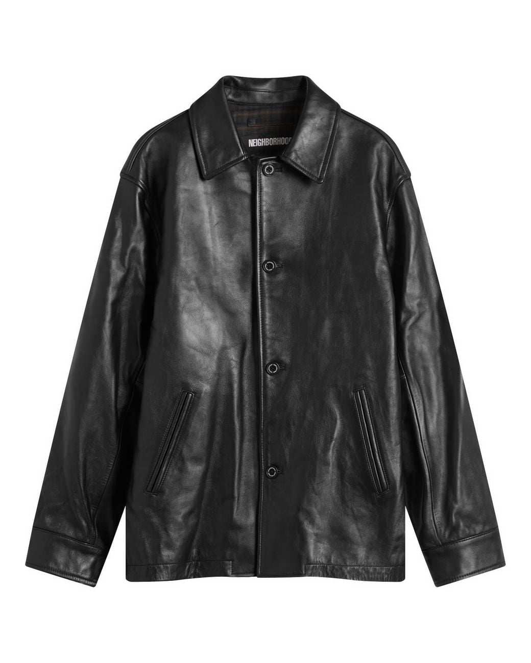 Neighborhood Leather Car Coat in Black for Men | Lyst Australia
