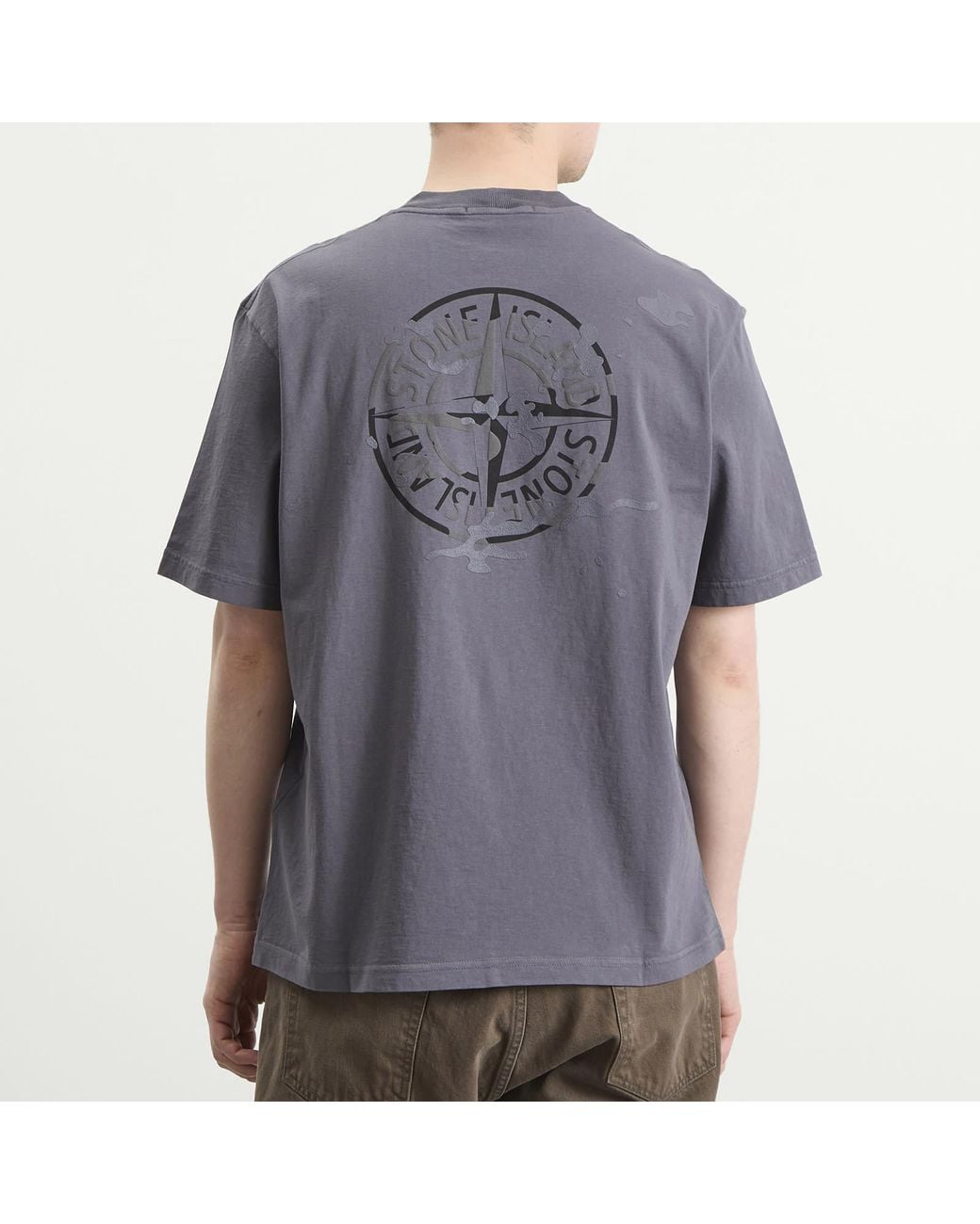 Stone Island Gray Camo Compass T-Shirt for men