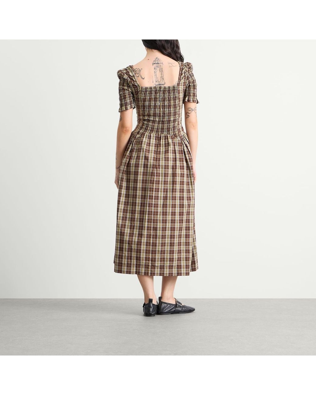 Damson Madder Natural Emmy Shirred Midi Dress