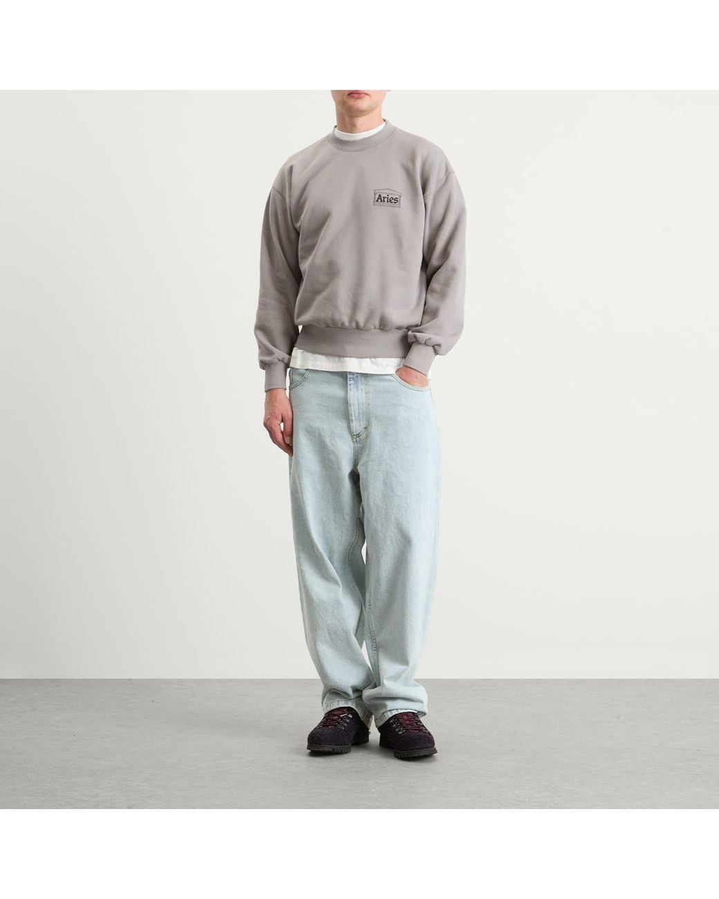 Aries Gray Mini Temple Sweatshirt for men