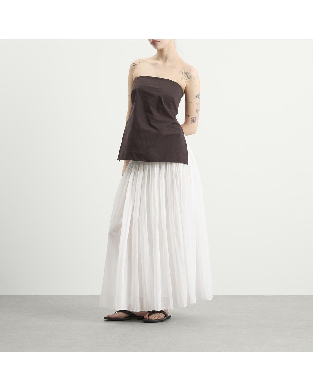 St. Agni Brown Strapless Rouleau Tie Top