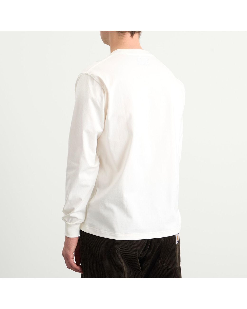 Beams Plus White Long Sleeve Pocket T-Shirt for men