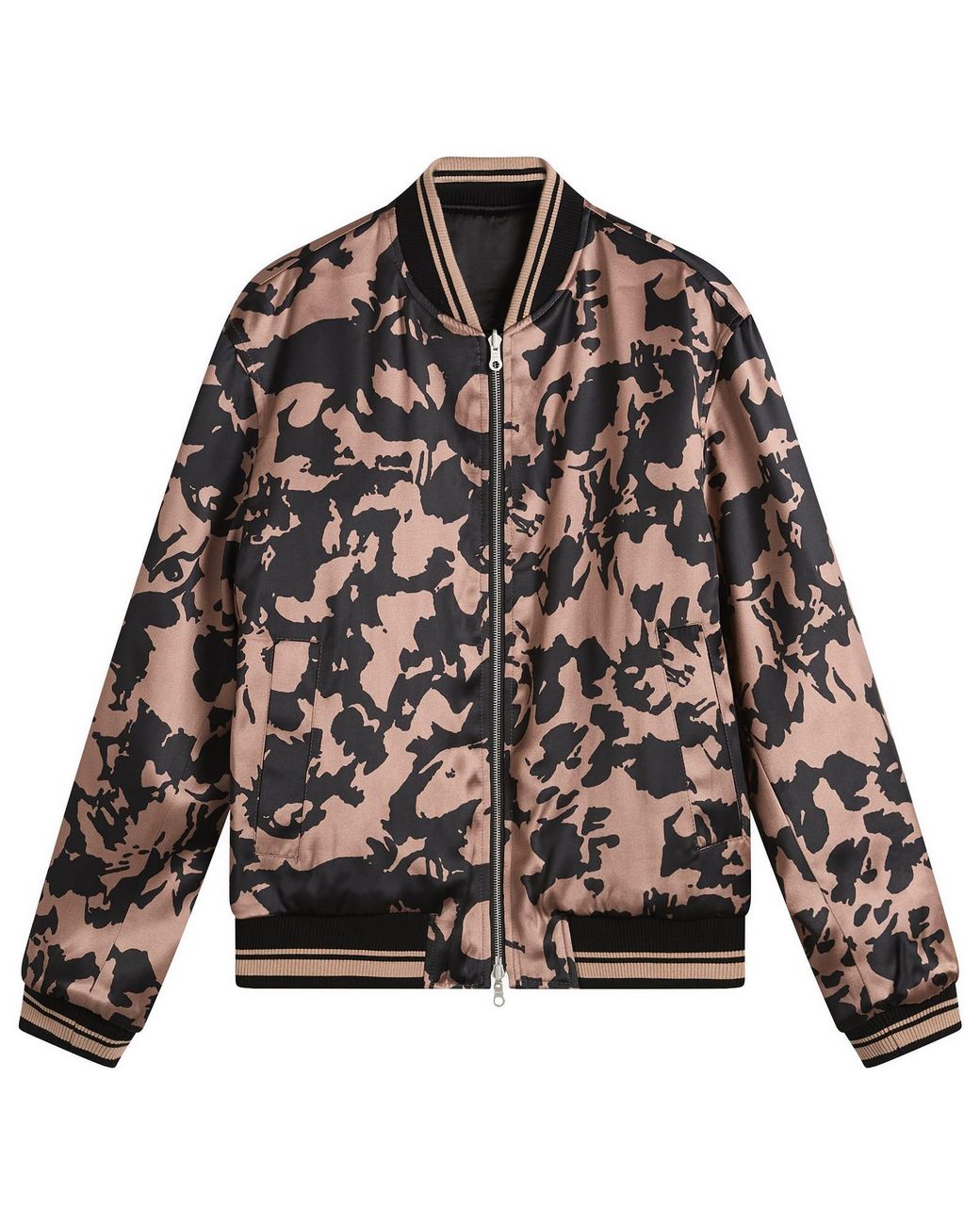 Dries Van Noten Black Abstract Floral Satin Reversible Bomber Jacket for men