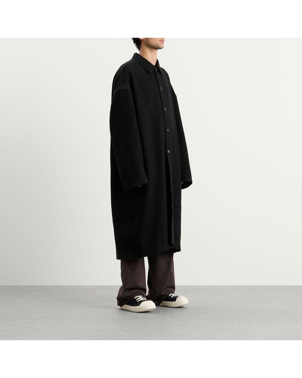 Rick Owens Black Buttoned Brad Coat Jacket for men