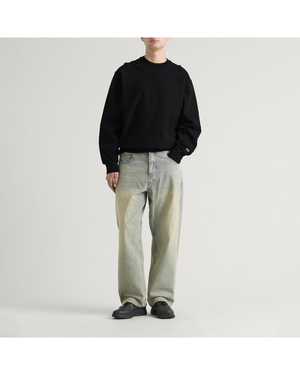 Champion Black Reverse Weave Relaxed Sweatshirt for men