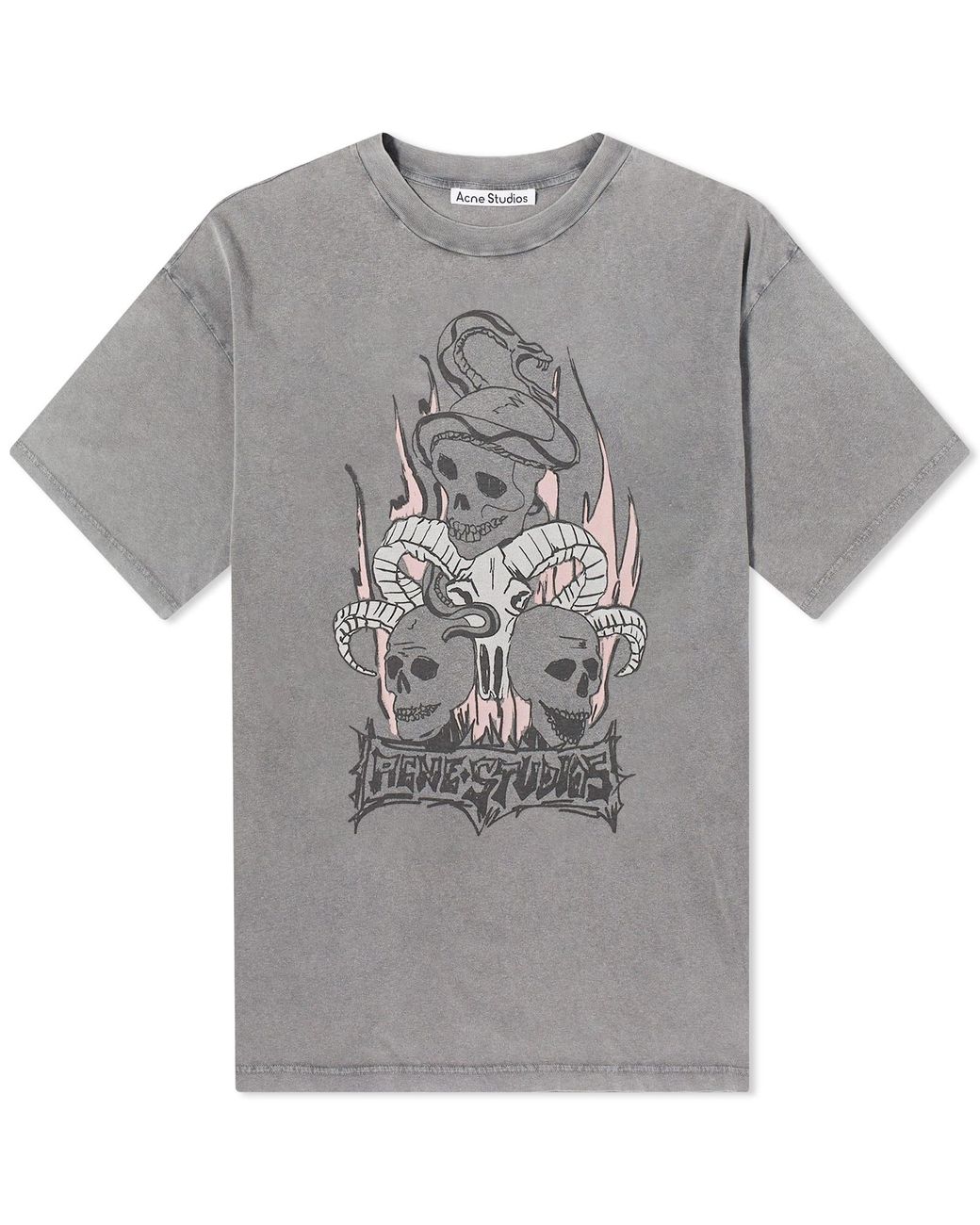 Tシャツ・カットソー ACNE  Skull Printed Crewneck T-shirt Acne Studios Skull T-Shirt Faded Black FN-UX-TSHI000070 – NOMAD