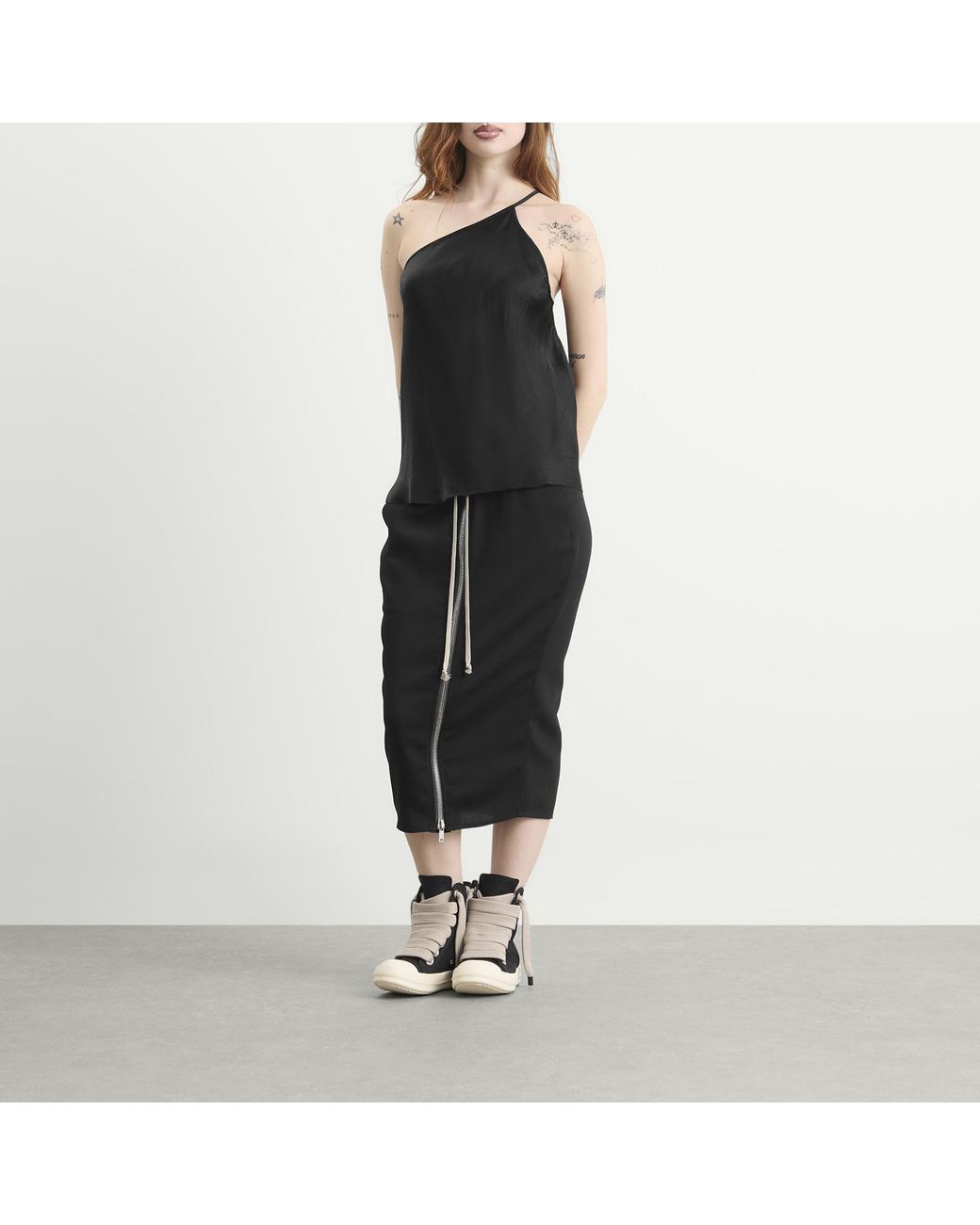 Rick Owens Black Zipped Short Pillar Skirt