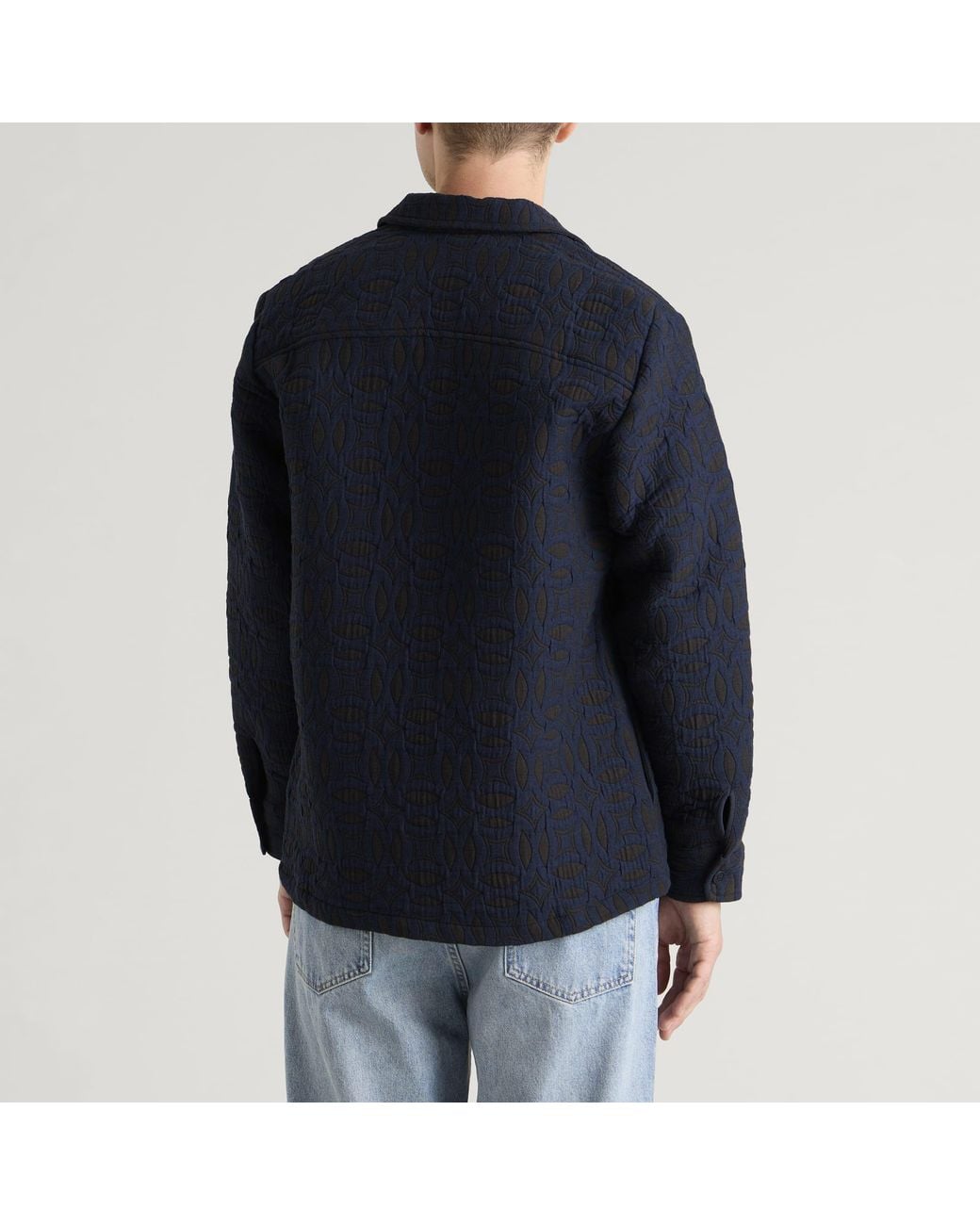 Wax London Blue Otto Ornate Quilt Overshirt for men
