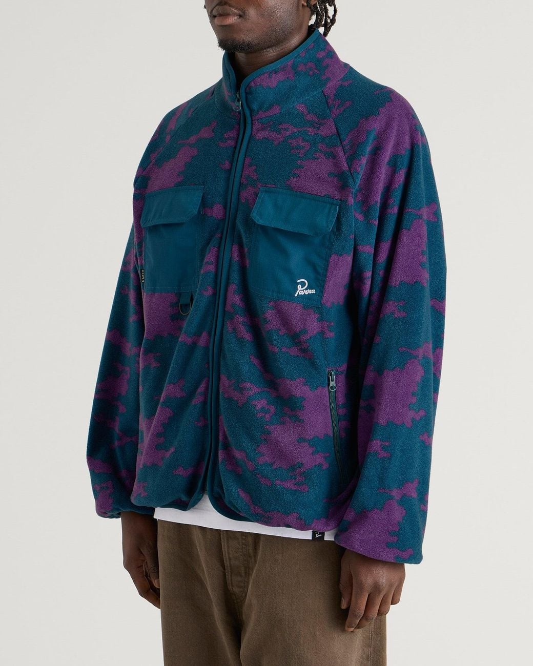 by Parra Darwin Camo Fleece Jacket in Blue for Men | Lyst