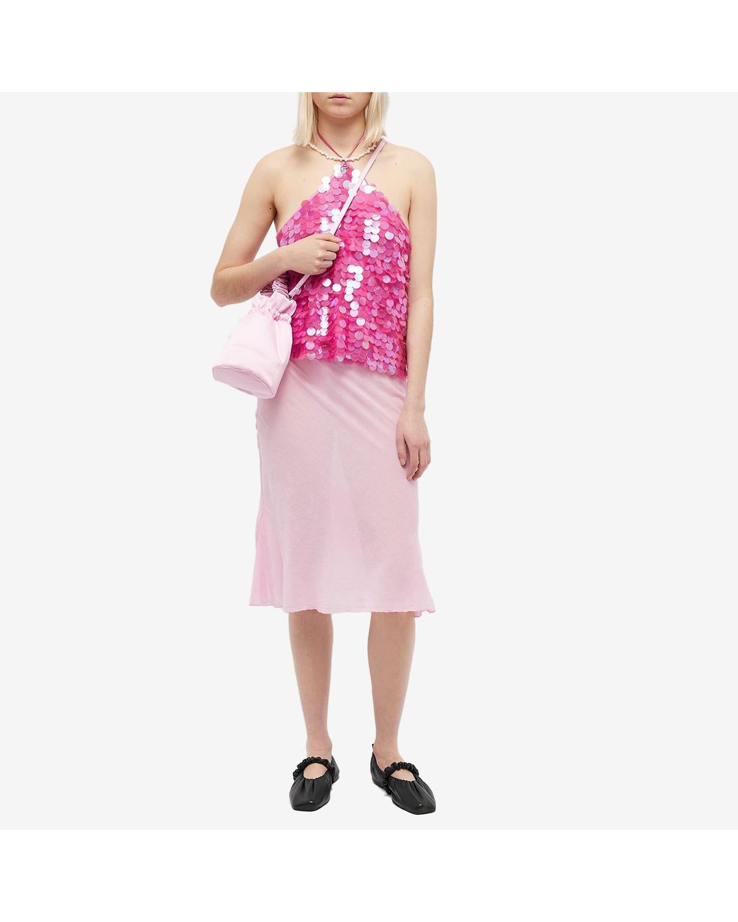saks potts pink sequin dress Saks Potts Polly Sequinned Halterneck Midi Dress In Pink - 65% Off