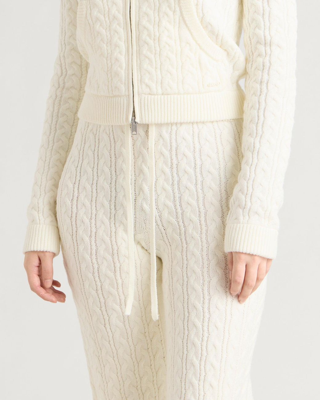 Skims Natural Sweater Knit Cable Straight Leg Pants