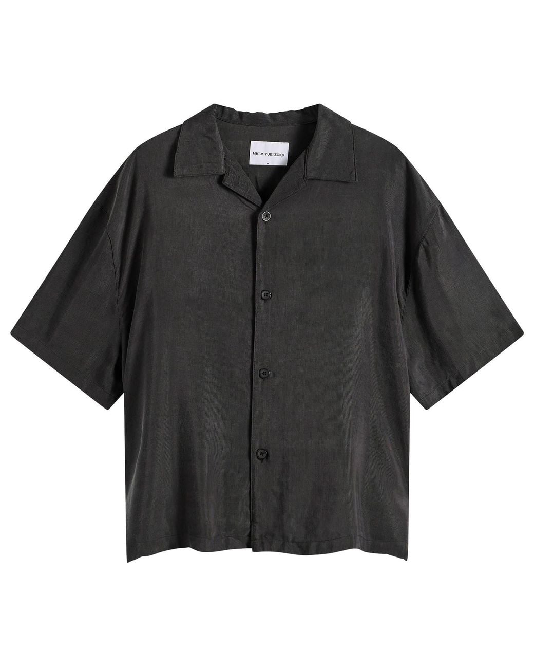 MKI Miyuki-Zoku Black Ribbed Cupro Vacation Shirt for men