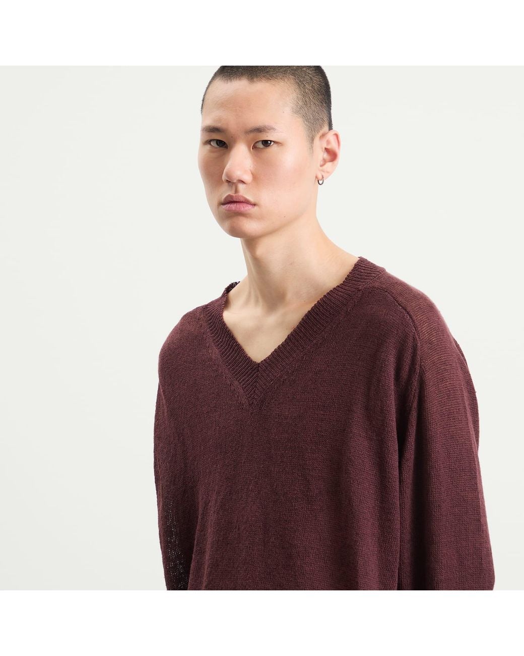 Our Legacy Purple Linen Rue V-Neck Jumper for men