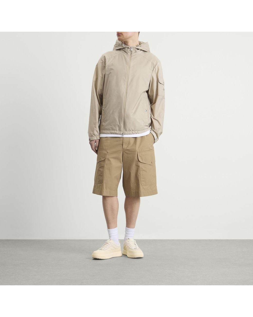 Moncler Natural Drawstring Cargo Shorts for men