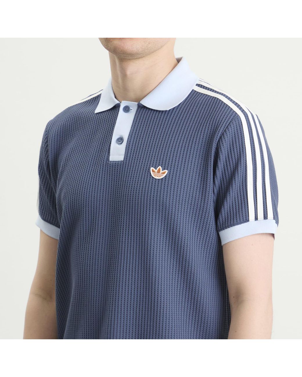 Adidas Blue Waffle Knit Polo for men