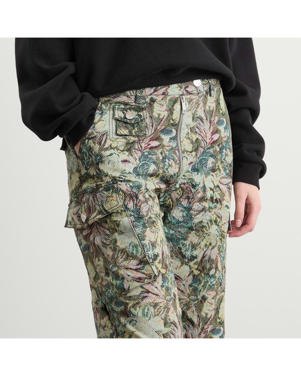 Ganni Green Printed Stretched Cotton Pants
