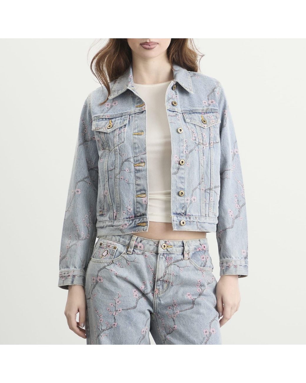 ICECREAM Blue Sakura Denim Trucker Jacket