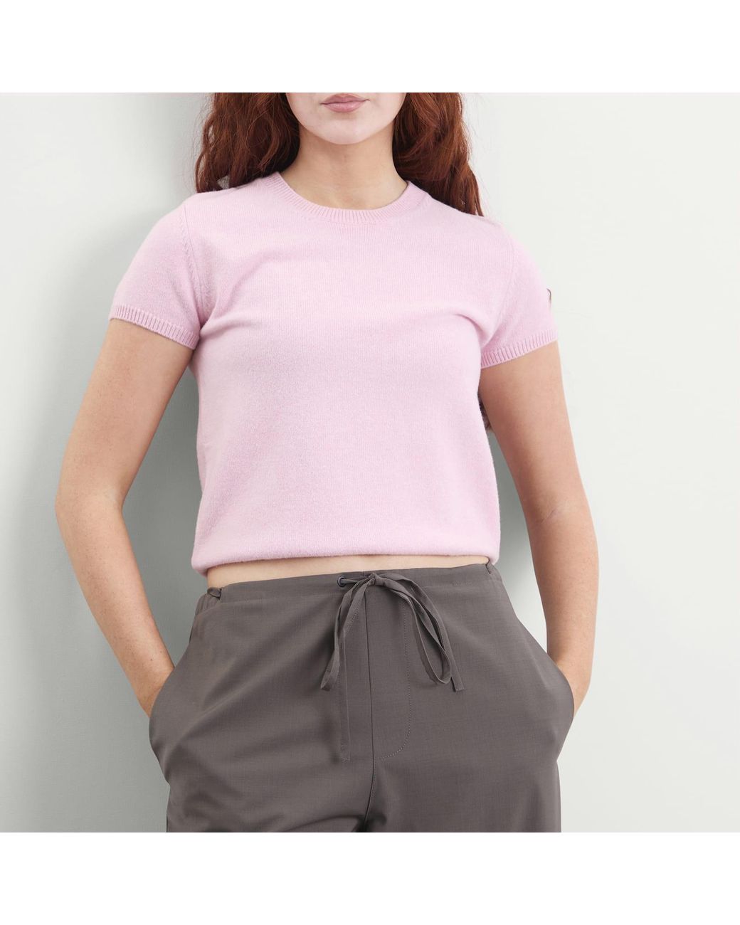 DUNST Pink Fluffy Knitted T-Shirt