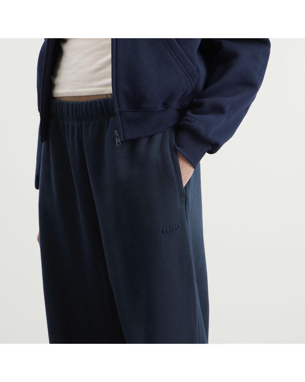 Skims Blue Cotton Fleece Classic Straight Leg Pant