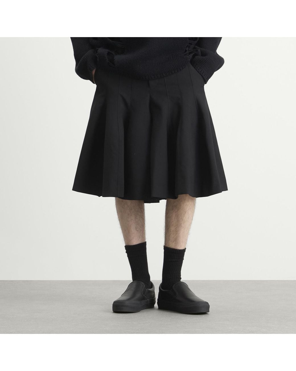 Comme des Garçons Black Wool Structured Shorts for men
