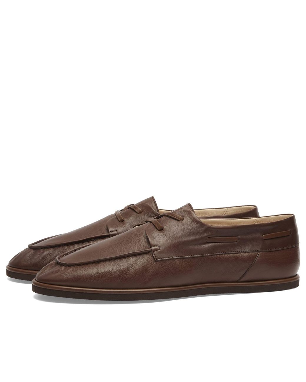 Auralee Brown Leather Deck Shoes for men
