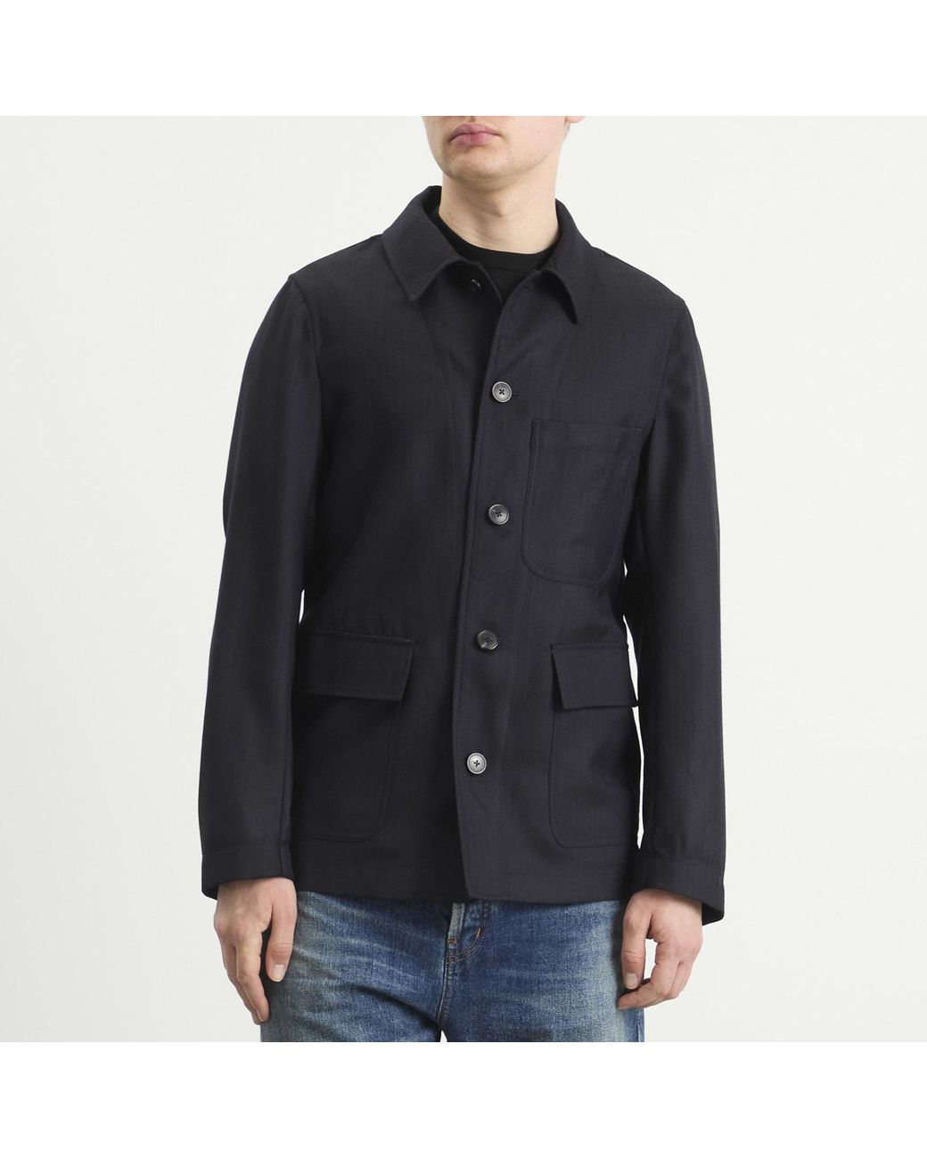 Dries Van Noten Blue Pinstripe Worsted Wool Jacket for men