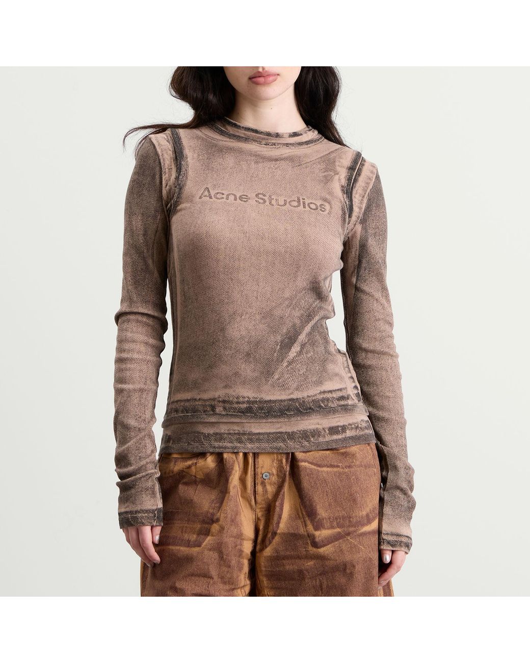 Acne Brown Elga Print Long Sleeve Top